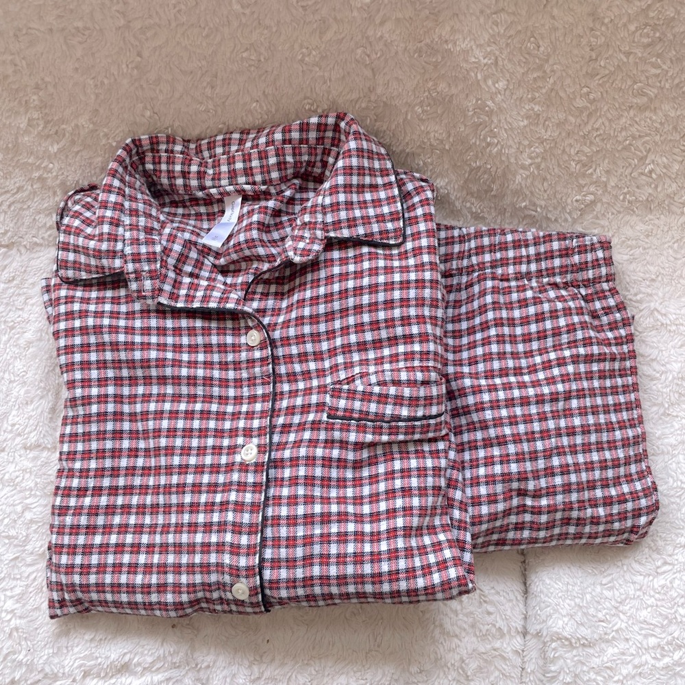 GAP Body Pajama Set, Size M, Red and White Checkered Pattern